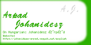 arpad johanidesz business card